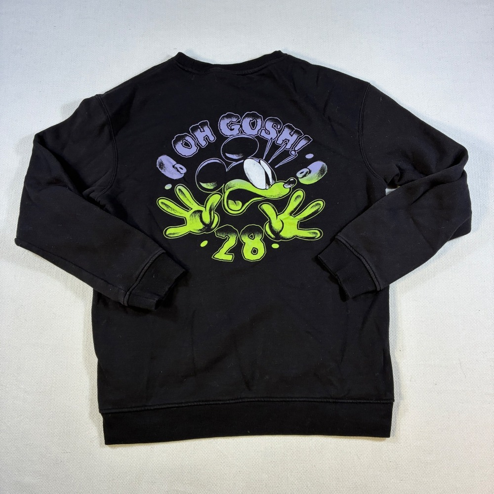 HM Disney Mickey Mouse Oh Gosh Black Graphic Crewneck Sweatshirt Mens Medium